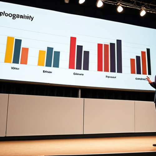 Home 4 **
A person confidently speaking in front of a crowd during a conference, gesturing with their hands. The background shows a presentation screen with simple data visualizations (bar graphs, pie charts). The atmosphere is professional yet engaging, with warm lighting. Focus on conveying confidence and spontaneity.
**