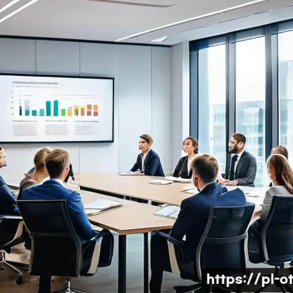 즉흥 스피치에서의 목표 청중 설정 - A diverse group of Polish business professionals in a modern conference room, dressed in formal busi...